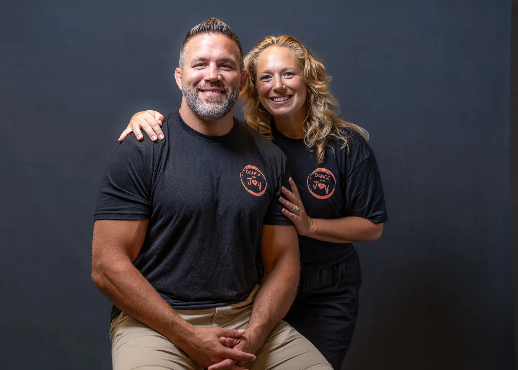 Two members of the Dance with Joy team in a studio portrait